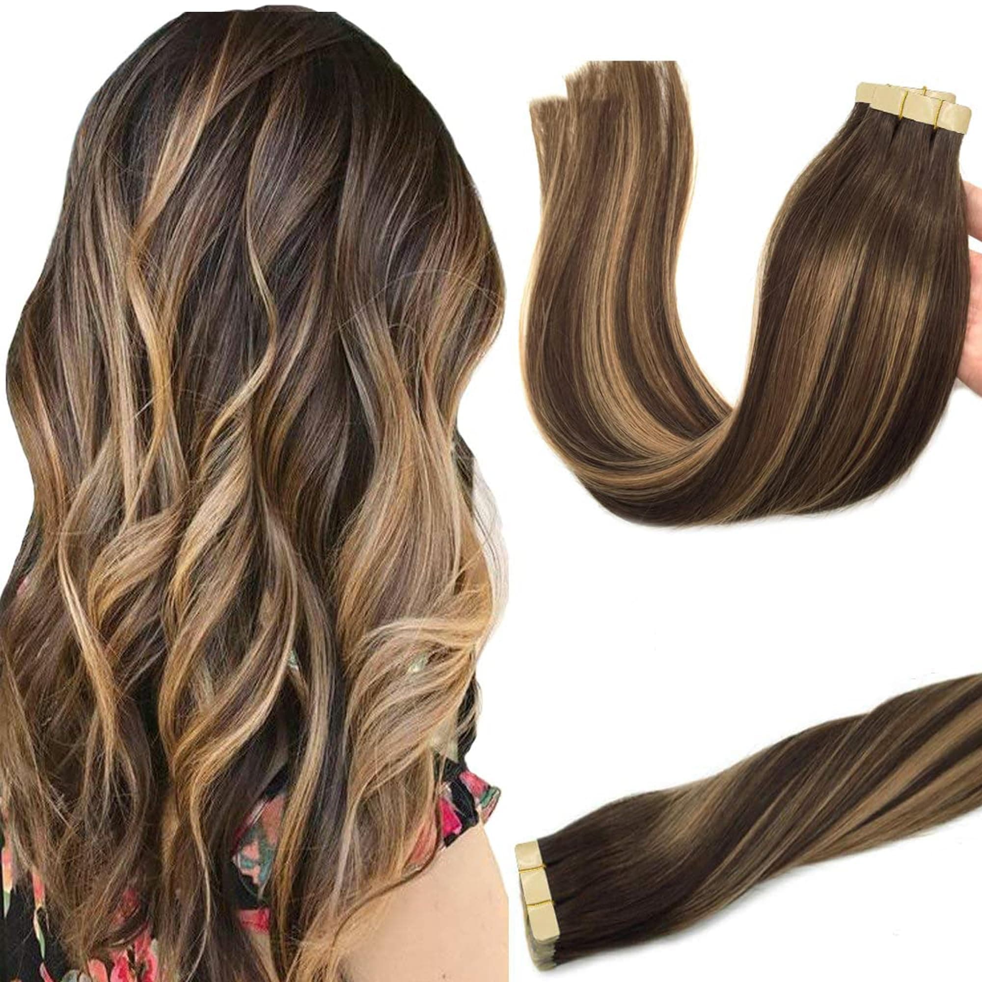 GOO GOO Tape in Hair Extensions Human Hair 22" 50g 20pcs #4/27/4 — product image 1