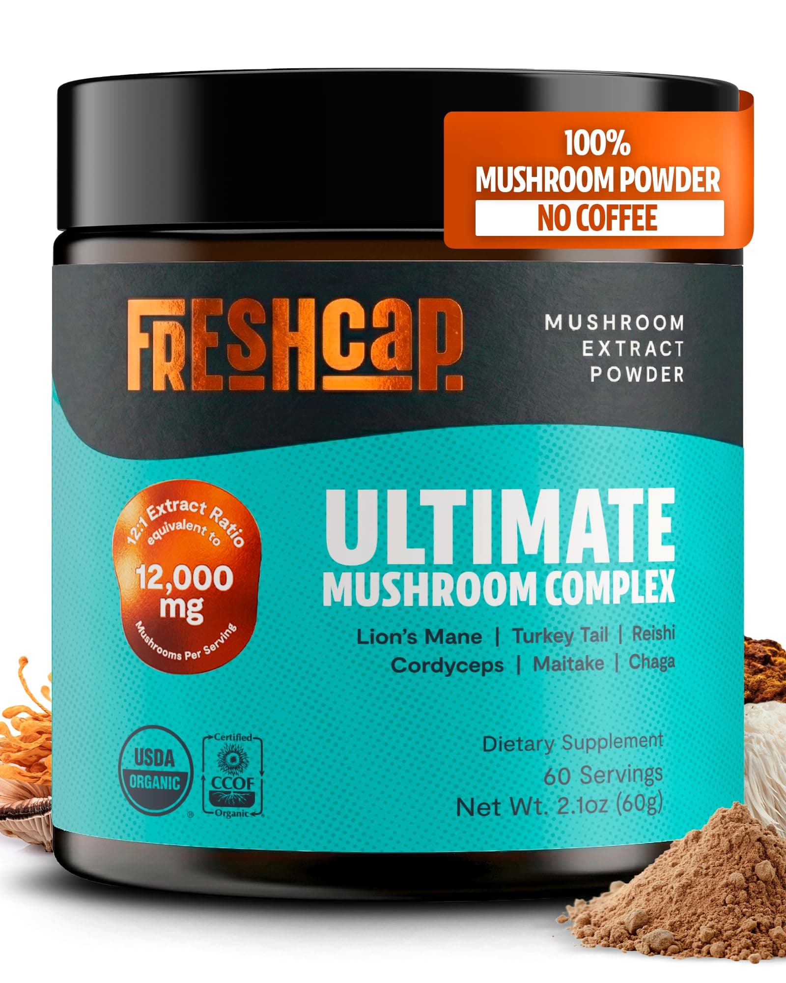 FreshCap Mushrooms Powder - Ultimate Mushroom Complex, 60 Servings — product image 1