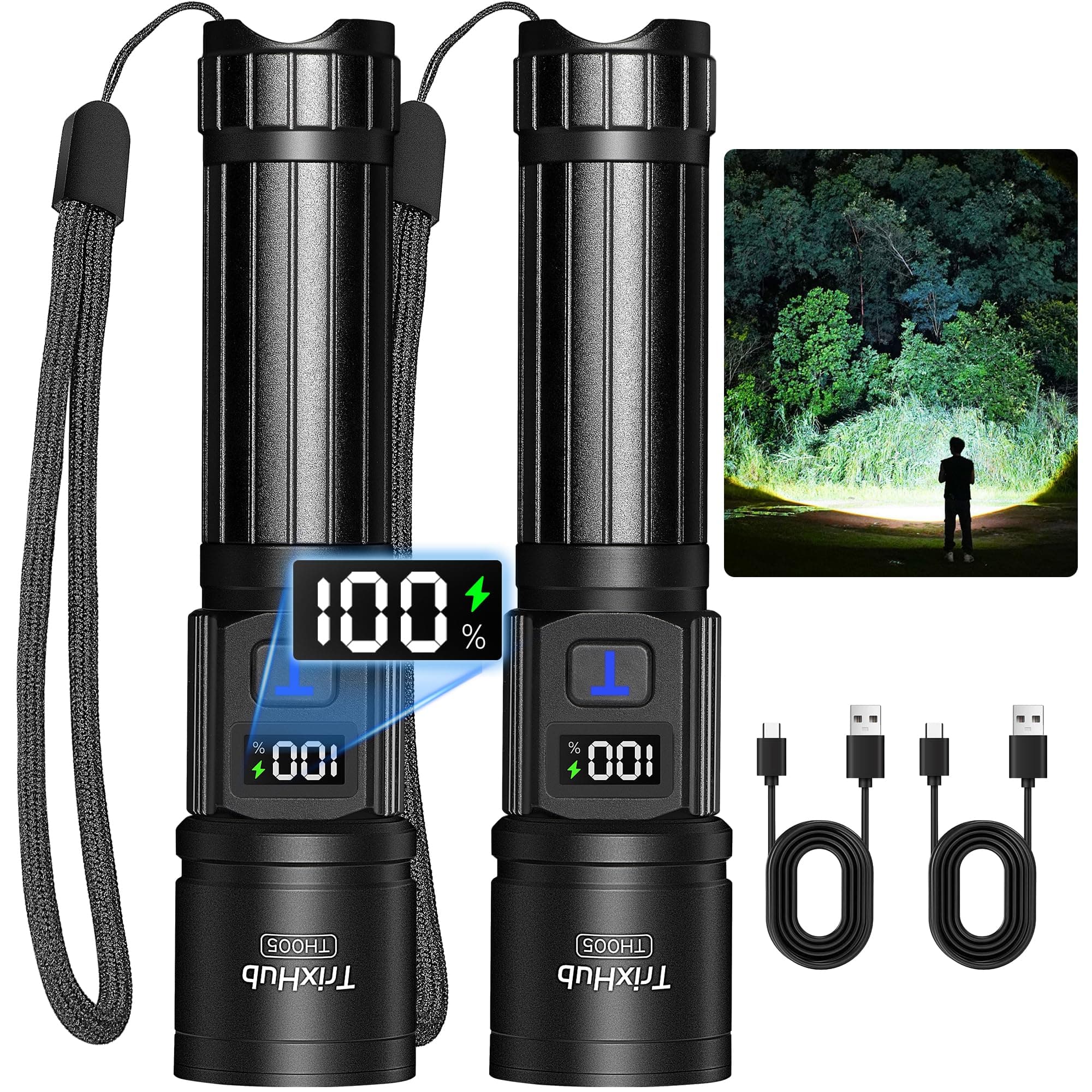 TrixHub Rechargeable Flashlights 2 Pack Super Bright High Lumens Flashlight — product image 1